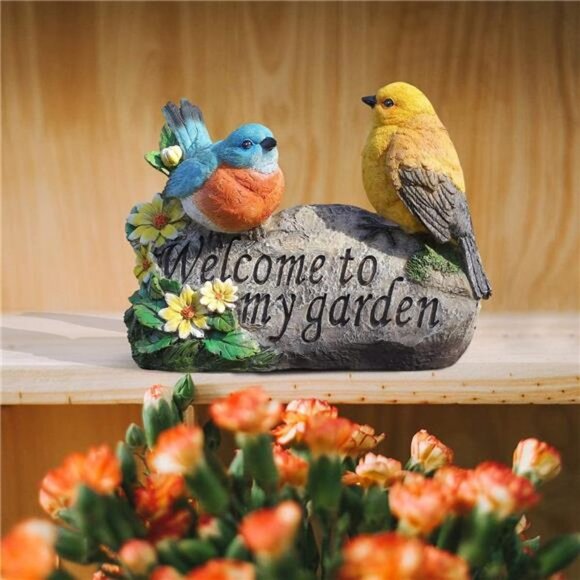 Bird Garden Decor, Welcome Sign Sculptures Statues for Yard Decorations - Picture 3 of 7